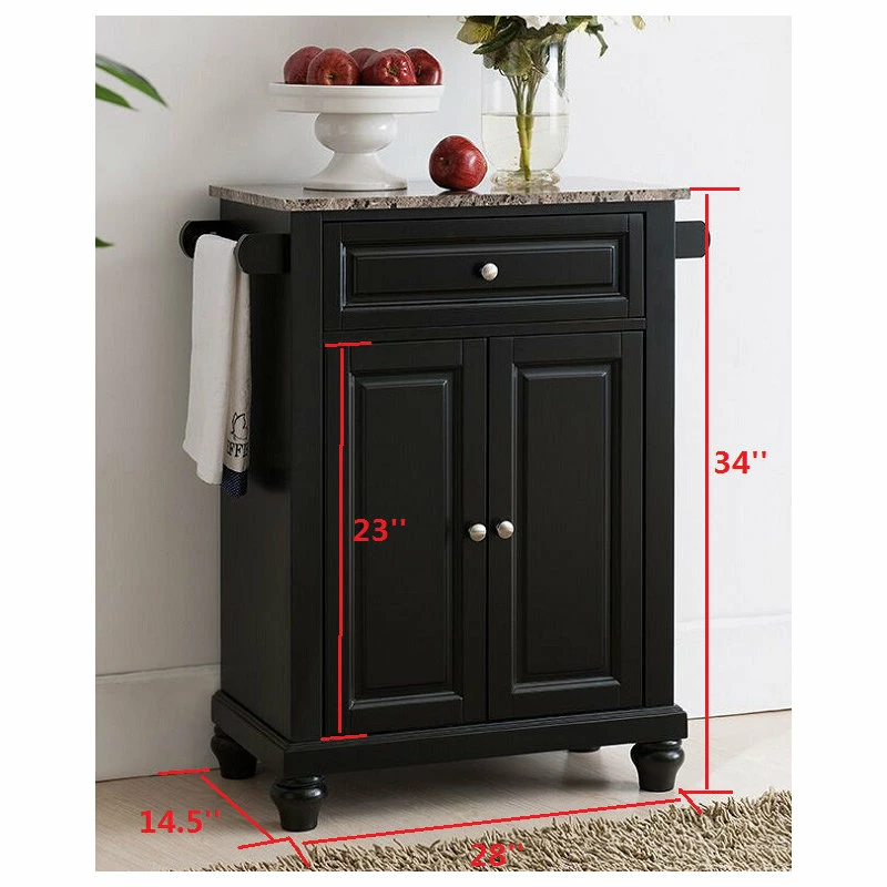 Pilaster Designs Ian Kitchen Island Storage Cabinet, White & Marble Wood, Adjustable Shelf - Image 4