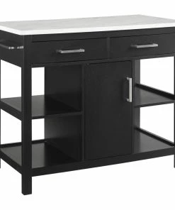 Crosley Audrey Faux Marble Top Kitchen Island Black/White Marble