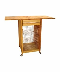 Catskill Craftsmen Catskill Basket Butcher Block Kitchen Cart In Natural