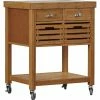 Boraam Industries, Inc. Kenta Bamboo Kitchen Cart With Stainless Steel Top
