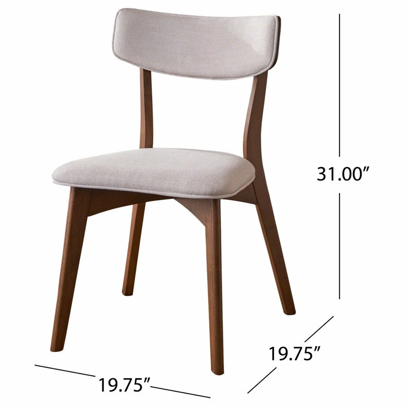 GDFStudio Anakin Mid-Century Modern 7-Piece Dining Set, Light Beige, Walnut - Image 10