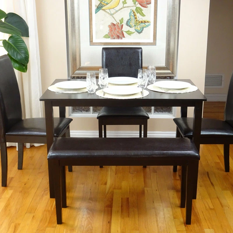SK New Interiors Dining Kitchen Set Of Rectangular Table And 3 Side Chairs Fallabella 1 Bench, Es - Image 3