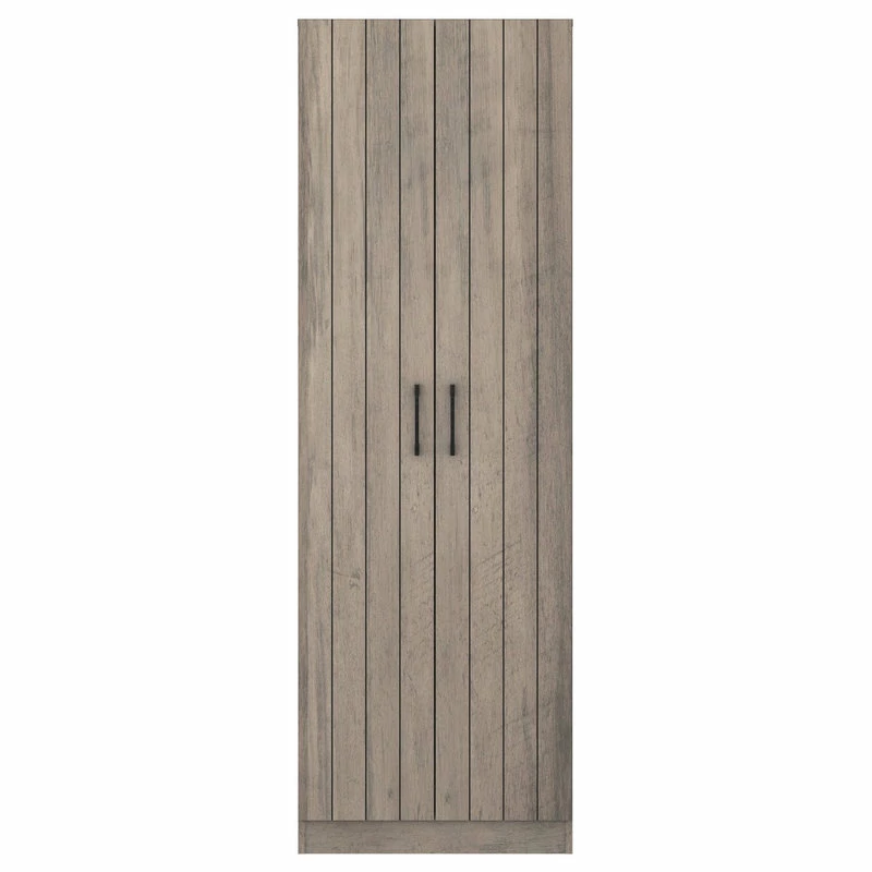 Decorn Freestanding Pantry Cabinet, 2 Doors With Adjustable & Fixed Shelves, Gray Oak