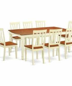 East West Furniture Dover 9-piece Wood Dinette Set In Buttermilk/Cherry
