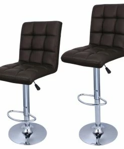 Belleze Modern Hydraulic Swivel Bar Stool, Set Of 2, Dark Brown