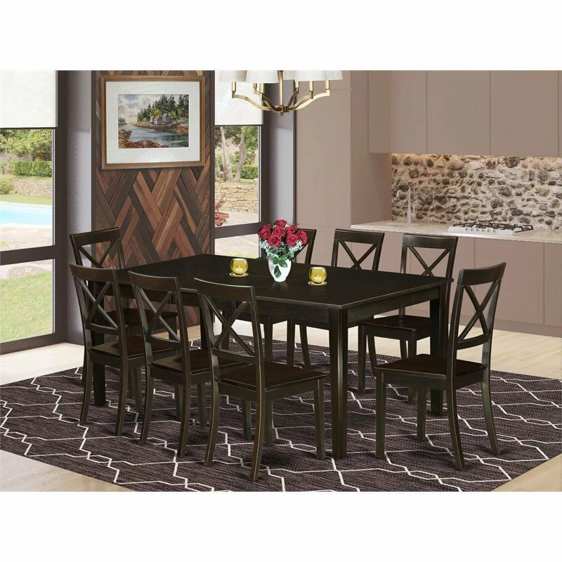 East West Furniture Henley 9-piece Wood Dining Set In Cappuccino - Image 2