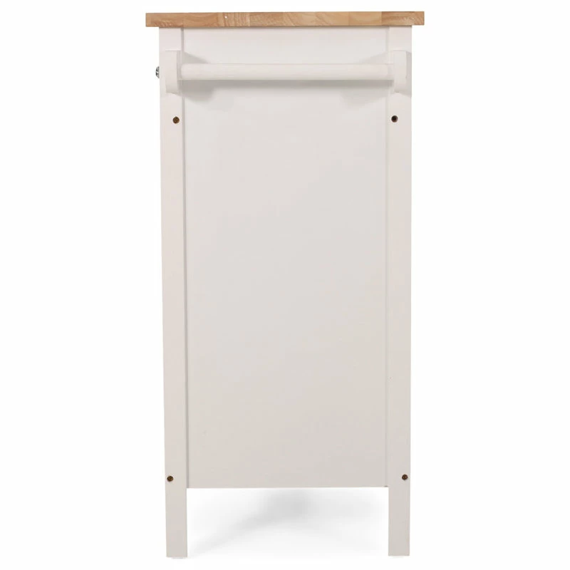 GDFStudio Marlon Kitchen Cart With Wheels, White, Natural - Image 7