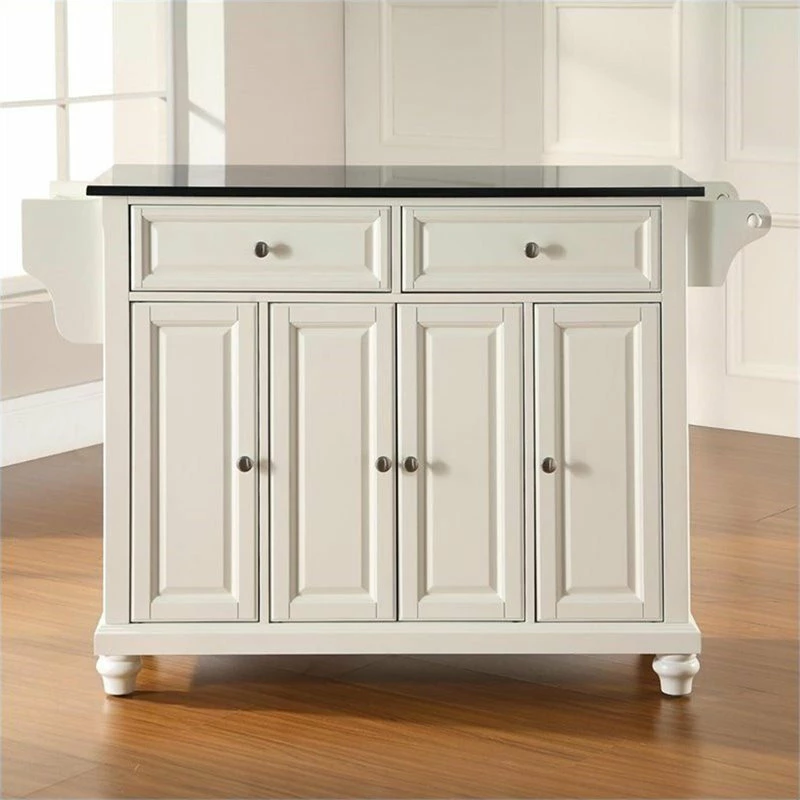 Crosley Cambridge Black Granite Top Kitchen Island In White - Image 4