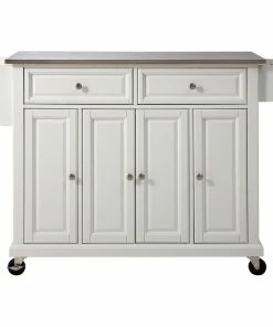Crosley Stainless Steel Top Kitchen Cart/Island, White