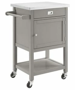 Linon Home Decor Products Linon Sydney Wood Steel Top Kitchen Storage And Prep Cart In Gray