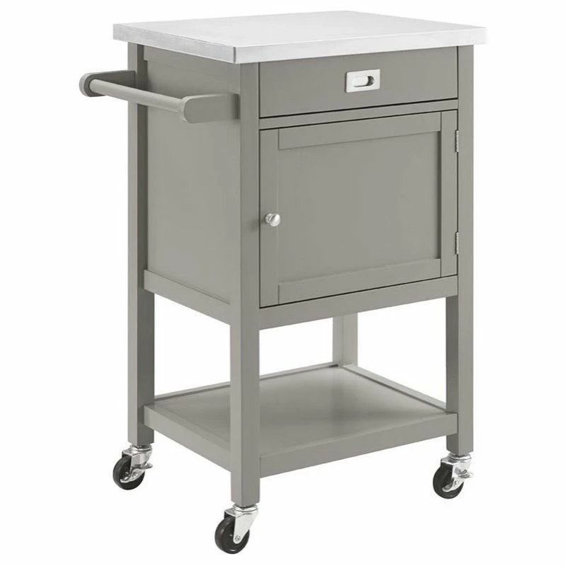 Linon Home Decor Products Linon Sydney Wood Steel Top Kitchen Storage And Prep Cart In Gray