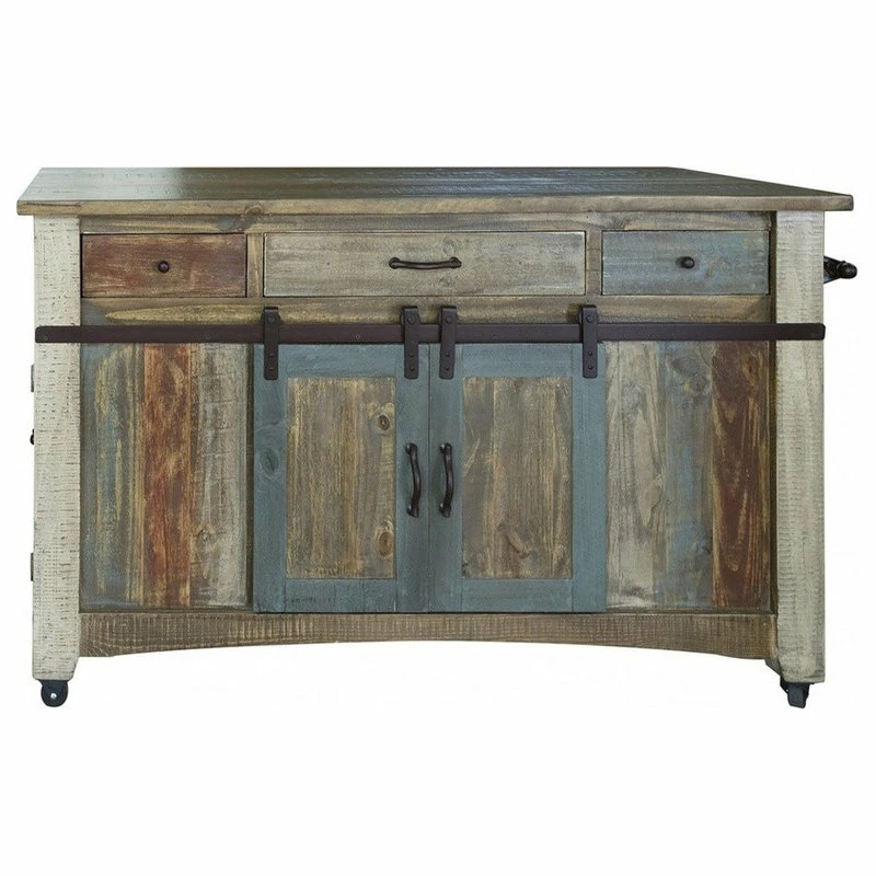 Crafters And Weavers Bayshore Solid Wood Kitchen Island, Distressed