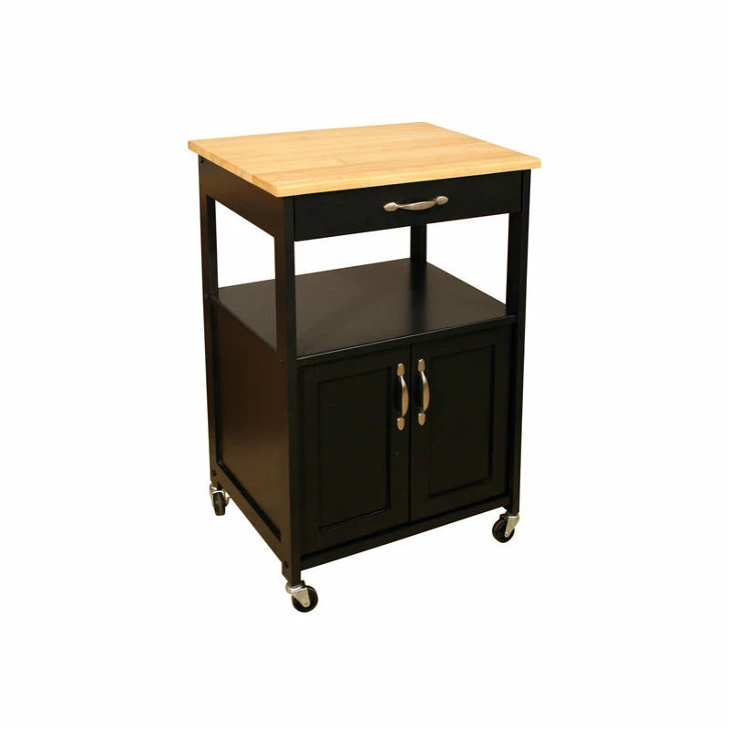 Catskill Craftsmen Kitchen Trolley, Black Base Natural Top - Image 2