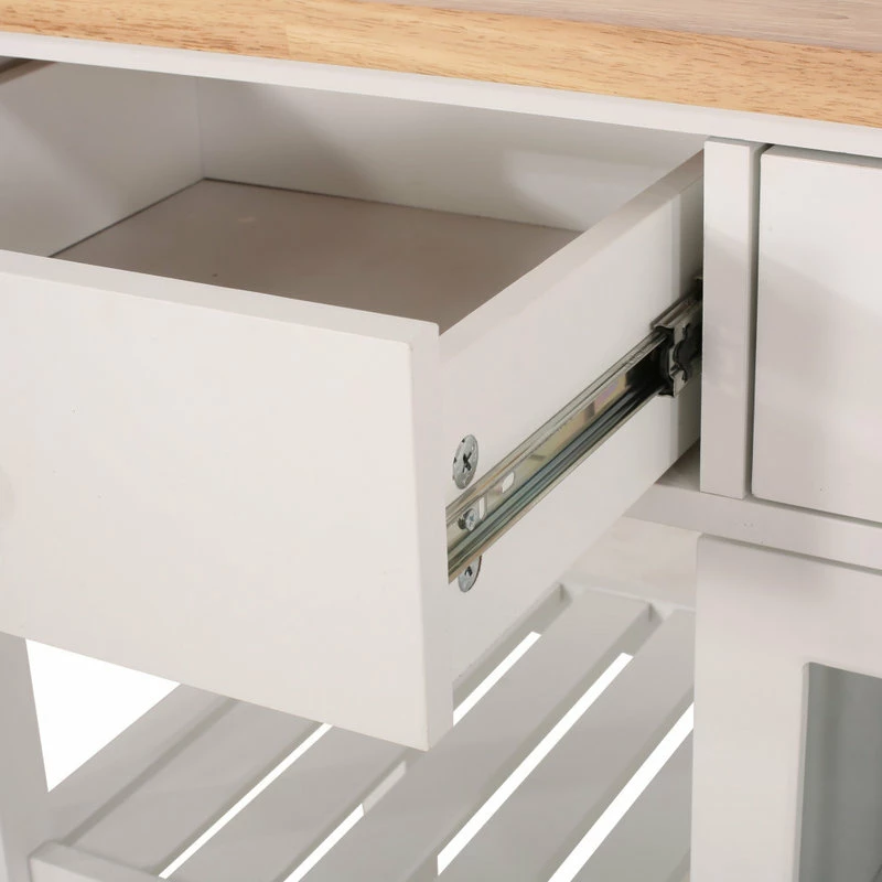 GDFStudio Marlon Kitchen Cart With Wheels, White, Natural - Image 10