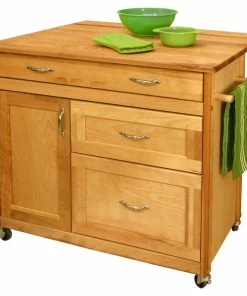 Catskill Craftsmen Mid Sized Drawer Kitchen Cart In Natural Birch