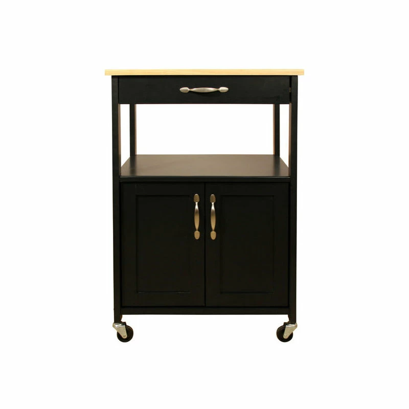 Catskill Craftsmen Kitchen Trolley, Black Base Natural Top