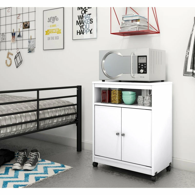 Ameriwood Home 24" Open Microwave Cart In White Stipple - Image 2