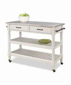 Homestyles General Line Off-White Wood Kitchen Cart