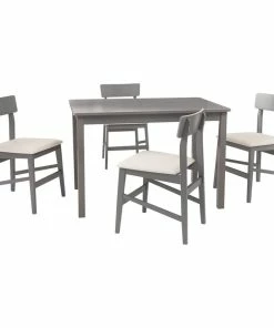 Progressive Furniture Nori 5 Piece Dining Table Set, With 4 Chairs, Gray