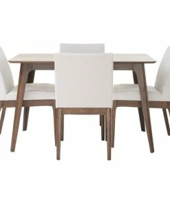 GDFStudio GDF Studio Kwame Mid-Century Modern 5 Piece Dining Set, Light Beige