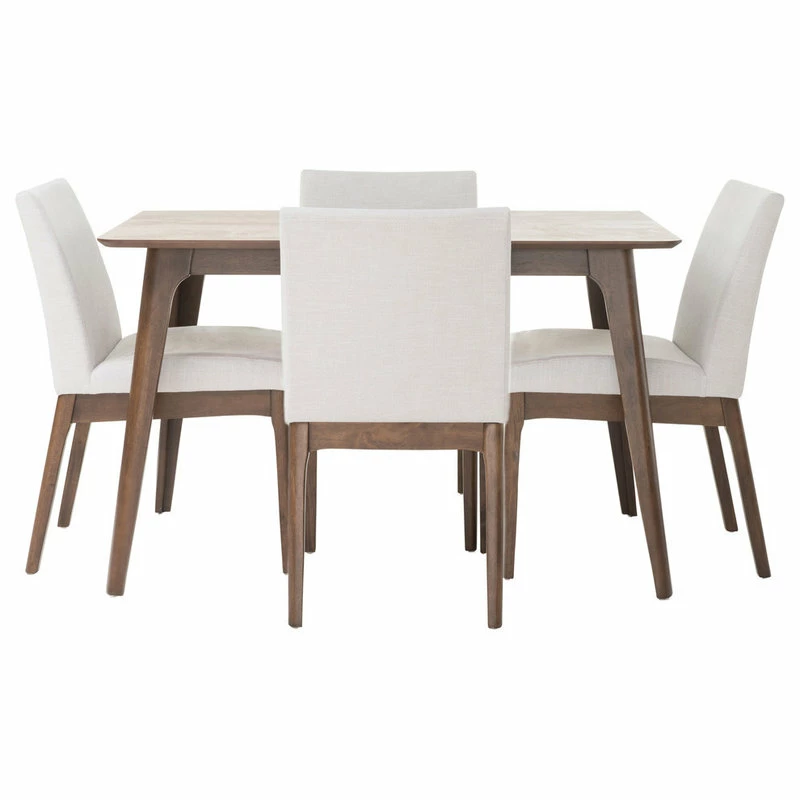 GDFStudio GDF Studio Kwame Mid-Century Modern 5 Piece Dining Set, Light Beige