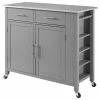 Crosley Savannah Stainless Steel Top Full-Size Kitchen Island Cart, Gray