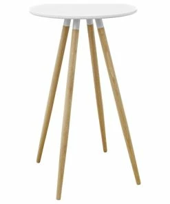 LexMod Track Round Beech Wood Bar Table, Whiite