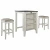 Progressive Furniture Tapas 3 Pack, Counter Table And 2 Stools, Antique White