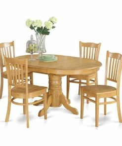 East West Furniture Avon 5-piece Wood Dining Table And Chair Set In Oak