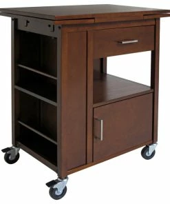 Winsome Wood Transitional Walnut Solid Wood And Composite Wood Cart 94643