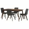 Baxton Studio Sugar Walnut Wood Finished 5-Piece Dining Set, Dark Gray