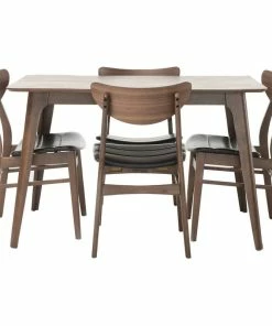 GDFStudio GDF Studio Katherine Mid-Century Modern 5 Piece Dining Set, Dark Brown