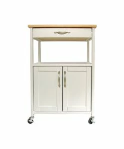 Catskill Craftsmen Kitchen Trolley, White Base Natural Top