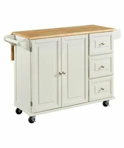 Hawthorne Collections Wood Top Kitchen Cart In White