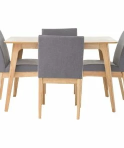 GDFStudio GDF Studio Elsinore Mid-Century Modern 5 Piece Dining Set, Dark Gray