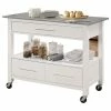 Acme Furniture ACME Ottawa Stainless Steel Top Kitchen Island In White