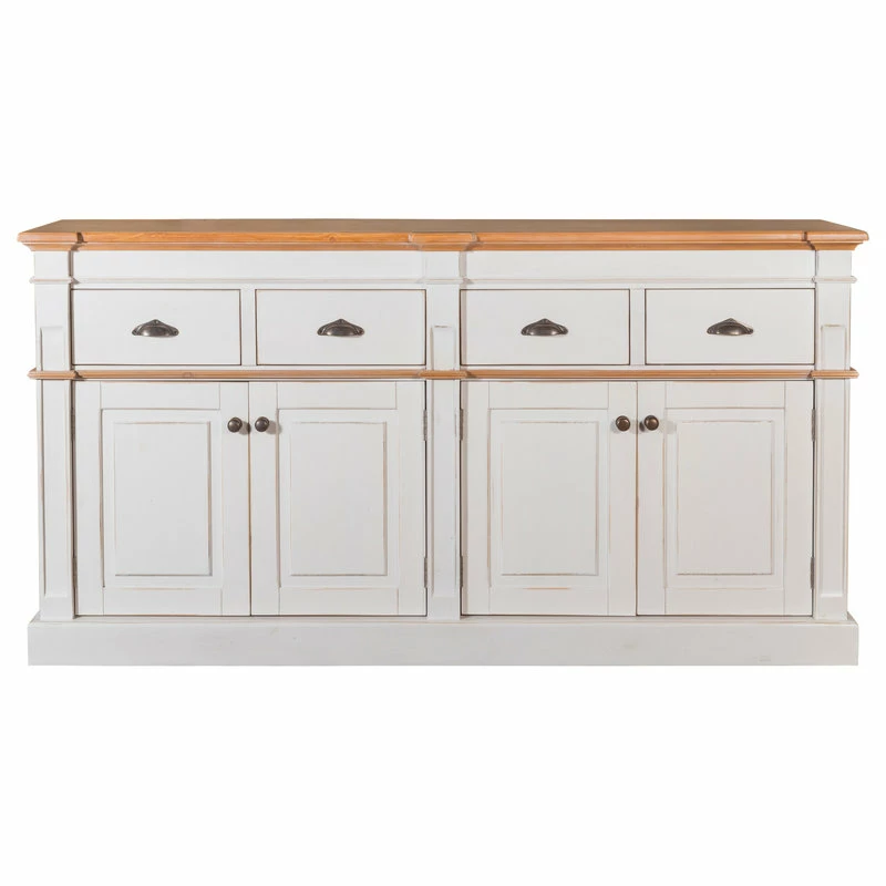 Crafters And Weavers Asbury Rustic Wood 76" 4 Door 4 Drawer Sideboard, White - Image 2