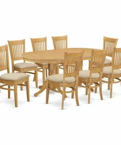 East West Furniture Vancouver 9-piece Wood Dining Table And Chairs In Oak