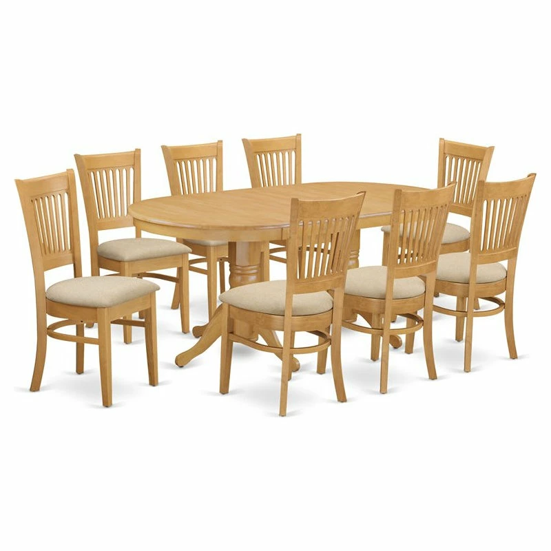 East West Furniture Vancouver 9-piece Wood Dining Table And Chairs In Oak