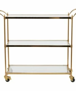 Brimfield & May Traditional Brass Metal Bar Cart 560054