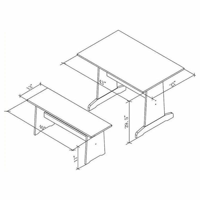 Riverbay Furniture Wood Indoor 3 Piece Kitchen Corner Nook Dining Set In White - Image 3