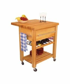 Catskill Craftsmen Catskill Baby Grand Butcher Block Workcenter With Wine Rack In Natural
