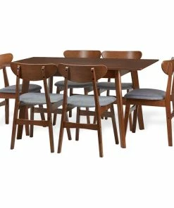 SK New Interiors Dining Room Set Of 6 Yumiko Chairs And Extendable Table Solid Wood W/Padded Seat