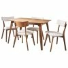 GDFStudio GDF Studio 5-Piece Meanda Mid Century Wood Dining Set, Light Beige