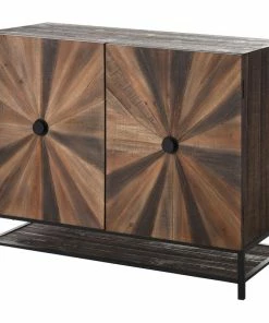 StyleCraft Starburst Rectangular 2-Door Cabinet With Wood Shelf, Multi-tone, Black