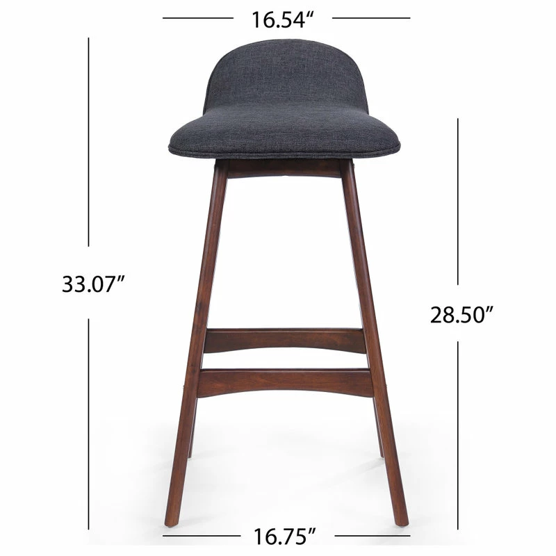 GDFStudio GDF Studio Tolle Mid Century Design Low Back Fabric Bar Chair, Set Of 2, Charcoa - Image 7