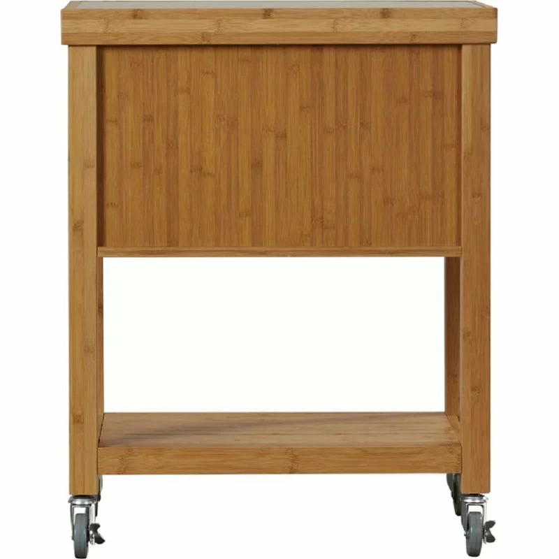 Boraam Industries, Inc. Kenta Bamboo Kitchen Cart With Stainless Steel Top - Image 4