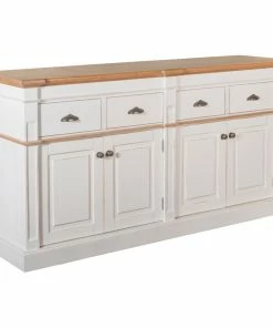Crafters And Weavers Asbury Rustic Wood 76" 4 Door 4 Drawer Sideboard, White