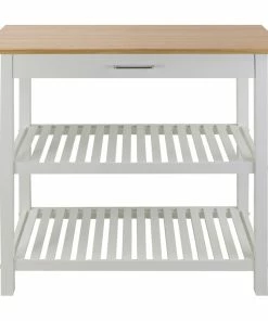 Casual Home Kitchen Island With Solid Wood, White