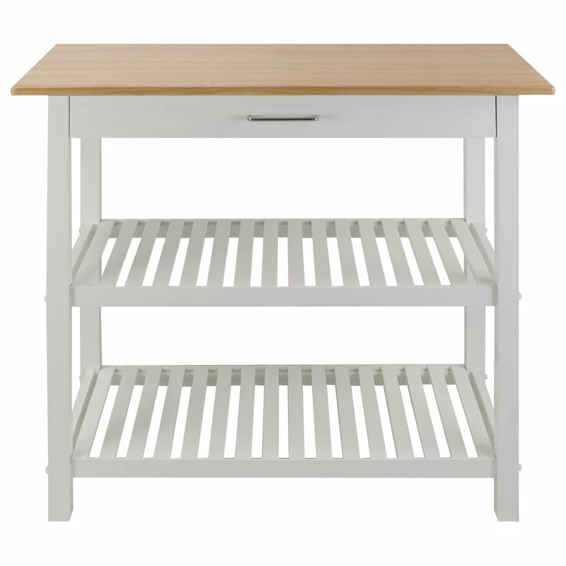 Casual Home Kitchen Island With Solid Wood, White
